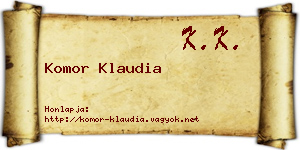Komor Klaudia névjegykártya